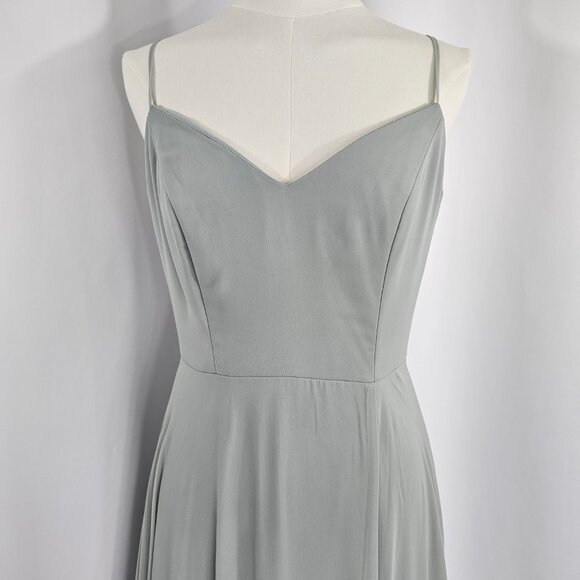 After Six Green Chiffon Open Tie Back Front Slit Maxi Dress Size 6R NWTF Read - Picture 3 of 16